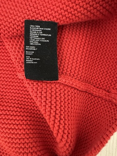 COS Red Orange 100% Cotton Chunky Heavy Knit Pullover Sweater M Spring 3/4 Slv - Picture 7 of 12