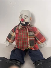 Emmett Kelly Weary Willie Doll Clown Porcelain/Cloth Dynasty 20” Vintage