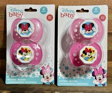 Disney Baby Minnie Mouse Pink Orthodontic Pacifiers BPA Free Set Of 4