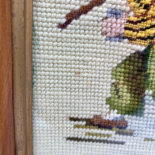 Vintage Wooden Frame Cross-stitch Needlepoint Young Little Boy Fishing Hummel - Picture 7 of 15