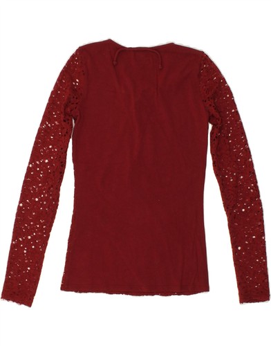 HOLLISTER Womens Long Sleeve Blouse Top UK 4 XS Red BD07 - Picture 2 of 3