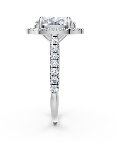 Lab Grown Oval Solitaire Round Diamond VS F 3.60 Carat Halo Engagement Ring Gold - Picture 7 of 10