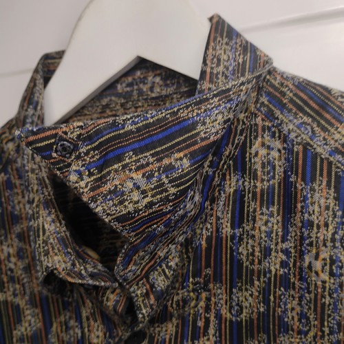 Camisa para Hombres Jhane Barnes Mediana Verde Azul Abotonada Tejido Abstracto Diseñador - Imagen 13 de 16
