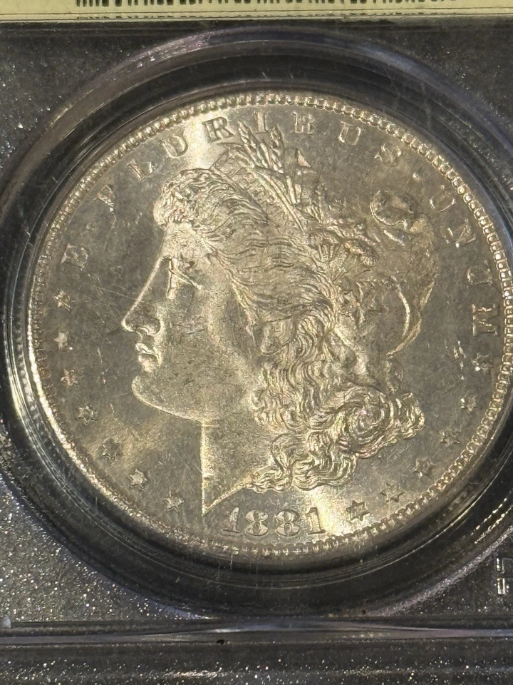 Dólar de plata Morgan 1881-S graduación profesional MS65 - Brillo brillante San Francisco como nuevo $1 Foto 2 de 4