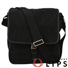 Y1207 Prada Messenger Bag Nylon Women's Shoulder Bag Black Used