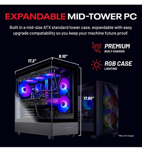 Skytech Azure 3 Gaming PC Desktop, Ryzen 7 7700 3.8 GHz (5.3GHz Turbo), AMD RX 9 - Picture 4 of 10