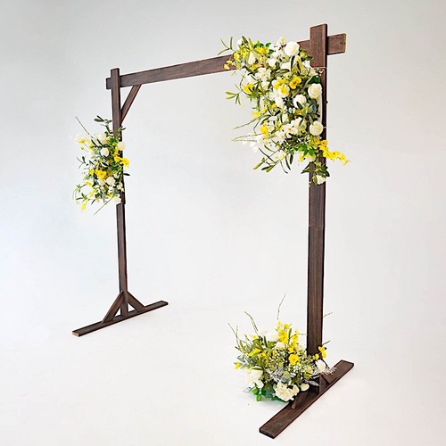 7 ft Dark Brown Square Wood Wedding Arch Backdrop Stand Party Events Decorations - Picture 4 of 9