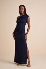Lulus Janine Asymmetrical Maxi Dress Blue XS