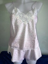 Vtg St Michael 12 Sleep Set French Knickers & Camisole Silky Satin Pink Cute