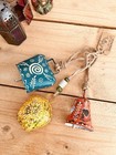 Handmade Indian Rustic Bells On String, Set Of 3 Recycled Metal Painted Bells