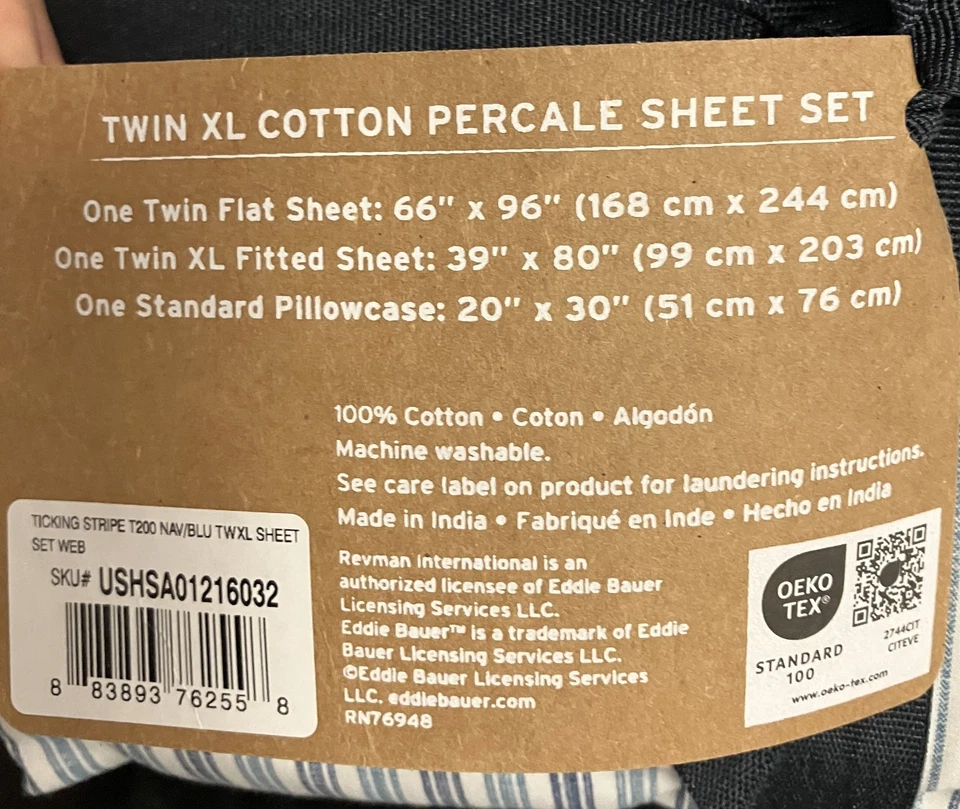 Juego de sábanas Eddie Bauer Home algodón percal - Twin XL Foto 4 de 4