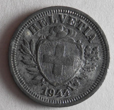 1944 SWITZERLAND RAPPEN - AU - WW2 ERA - Great Coin - Lot #D23