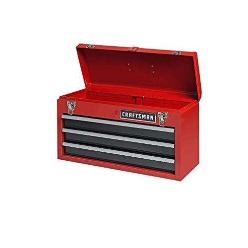 3-Drawer Metal Portable Toolbox Steel Construction Locking Latch Flip-Up Handle - Picture 2 of 2