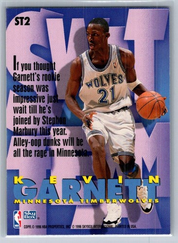1996-97 SkyBox Z-Force #ST2 Kevin Garnett Swat Team - Bild 2 von 2