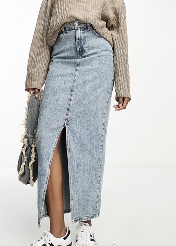 ASOS Design Tall Denim Midirock geteilter Saum mittlere Waschung neu Größe 10 - Bild 2 von 7