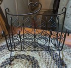 Beautiful Ornate MCM Wrought Iron Brown Heavy Metal Magazine Newspaper Rack