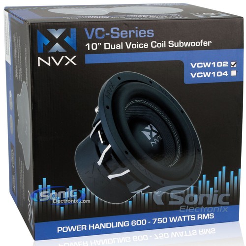 NVX VCW102v3 1000W RMS 2-ohm 10" Subwoofer + Sealed Enclosure and Speaker Wire - Picture 17 of 22