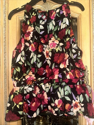 Sadie And Sage Girls Size Medium NWT! Chic Floral Sleeveless Blouse With Bow! - Picture 5 of 6