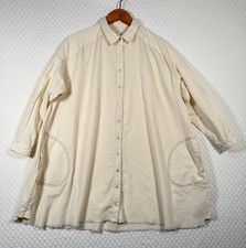 BDG Boxy Oversize Corduroy Shirt Dress S Urban Outfitters Cream Raw Hem Pockets