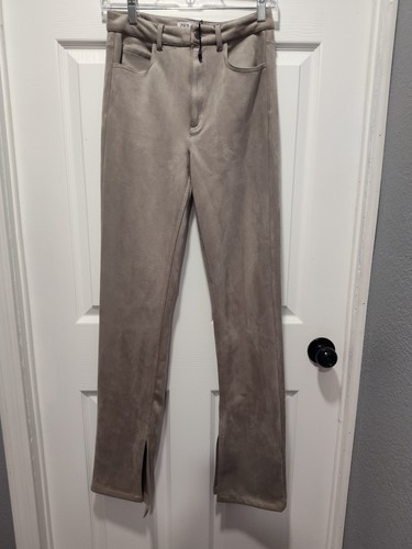 Pantalone svasato Zara ecopelle scamosciato vita alta spacco gamba grigio taglia 2 comodo nuovo senza etichette - Foto 13 di 13