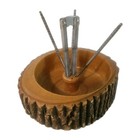 VTG Carved Out Wood Nut Bowl w/4 Cracking Tools Live Edge Holidays 7 x 2.5" 70's