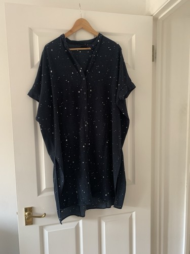 Ladies Vila Navy White Polka Dot short Sleeve Shirt Dress/Tunic Size M. 16/18 - Picture 1 of 11