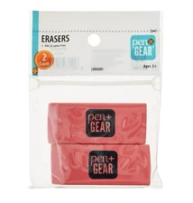 Pen Gear Pink Block Erasers, 2 Pack