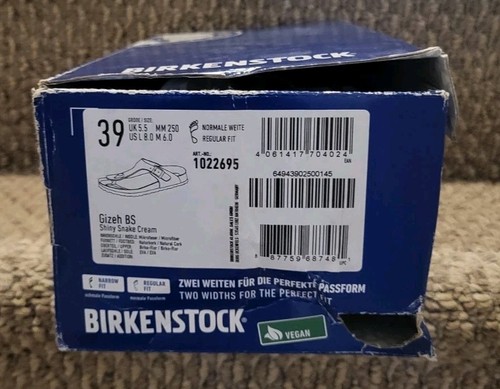 Birkenstock Gizeh Vegan Shiny Snake Cream Colored Sandals Thong Women's 39 - Picture 6 of 6