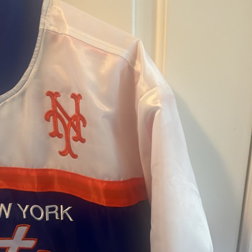 NY Mets MLB Mitchell & Ness Satin Bomber Snap Jacket Quilted Men size XLT Tall - Picture 8 of 19