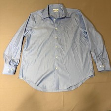 Calvin Klein Infinite Non Iron Slim Fit Dress Shirt Mens 17 Blue Stretch Collar