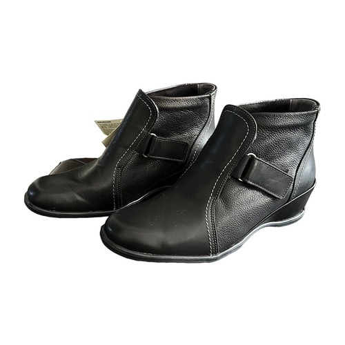 Botín de cuña Spring Step para mujer de cuero negro Andrea Bootie 38 EU 7,5 EE. UU. - Imagen 4 de 9