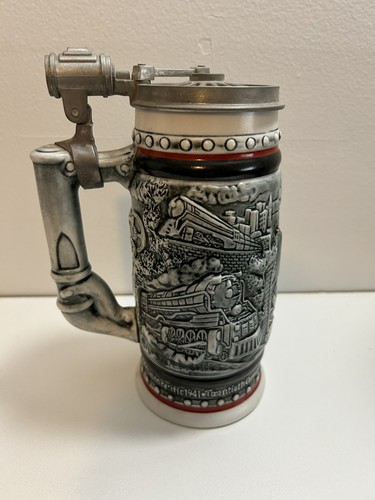 1982 Avon AGE OF THE IRON HORSE Lidded Beer Stein Train Locomotive Ceramic - Picture 3 of 6