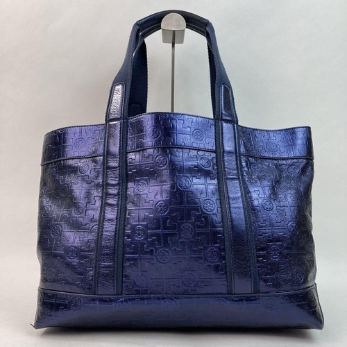 Bolso de Mano Tory Burch Bolso de Hombro Cuero Azul Marino T Monograma Para Mujer de Japón - Imagen 22 de 24