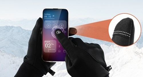 Guanti da Moto Invernali Impermeabili Antivento Touchscreen Uomo Donna Sportivi - Foto 9 di 10