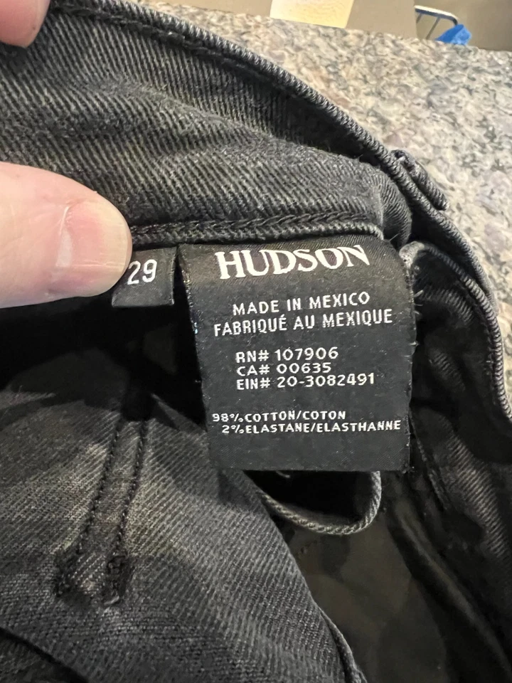Pantalones de mezclilla negros ajustados Hudson Blinder ajustados para motociclista talla:29 Foto 3 de 4