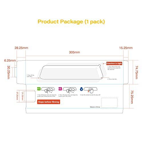 WOLFBOX 12inch Anti-Glare Film für Rückspiegel Kamera für G840S/G850/G900 - Bild 3 von 7