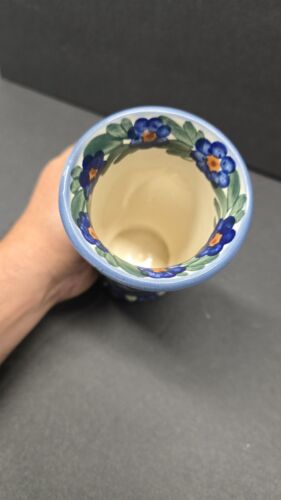 Vaso ceramica polacca fiori blu unico Polonia arte ceramica 5 1/2 pollici - Foto 3 di 17