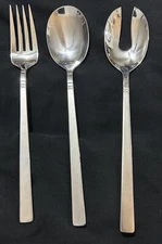 3 Oneida Fajita Hostess Set Serving Spoons & Fork 9” Frosted Handle Stainless