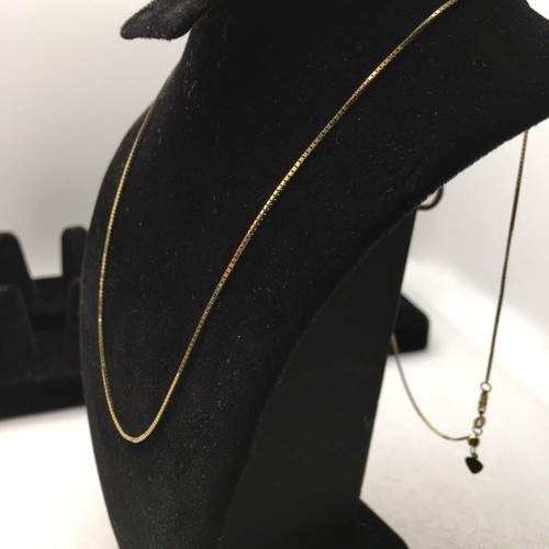 14K Yellow Gold 0.8mm wide Box Link Adjustable Chain Necklace 22” max. long 3.3g - Picture 3 of 12