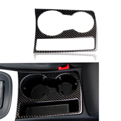 For Audi A4 A5 09-15 Vinyl Carbon Fiber Water Cup Holder Panel Frame Cover Trim