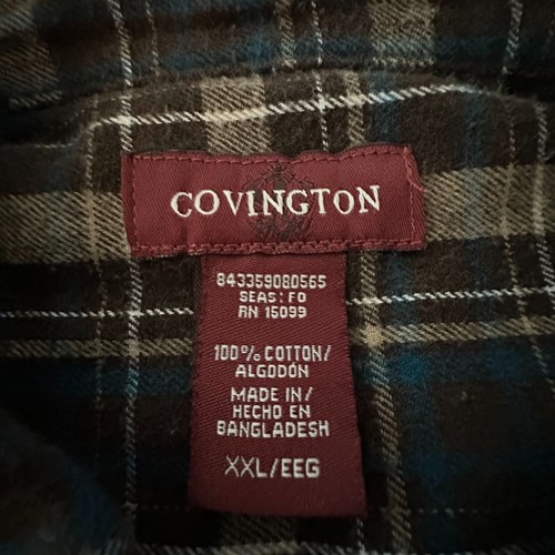 Covington Button Down Shirt Mens 2XL Brown Plaid Long Sleeve Flannel Vintage - Picture 5 of 9
