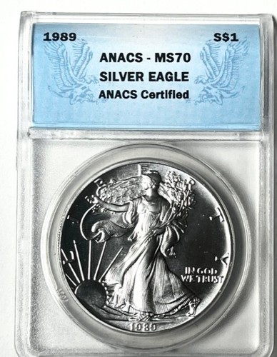 1989 American Silver Eagle Set - ANACS MS-70 & PR70DCAM - Beautifully Cased! - Picture 2 of 7