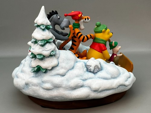 Disney Winnie the Pooh Music Box Let it Snow Piglet Tigger Eeyore on Sled - Picture 8 of 15