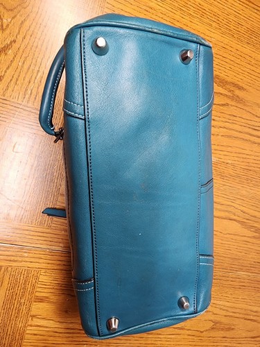 Coach Hamptons borsa a mano in pelle pieno fiore turchese verde acqua 8A69 - Foto 5 di 20