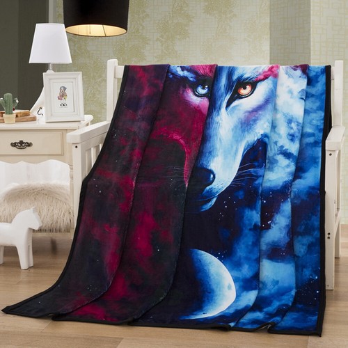 Wolf Galaxy Blanket 130cmx150cm Size Plush Comforter Home Decoration Throw Rug - Picture 2 of 9