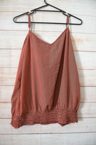 City Chic Top Camisole Blouse Size Plus Medium Orange Black Striped Sleeveless - Picture 6 of 7