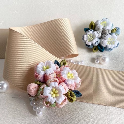 Handmade Sakura Hair Clip Kanzashi Tsumami Kimono Yukata Outfit Flowerclip Pink - Picture 2 of 5