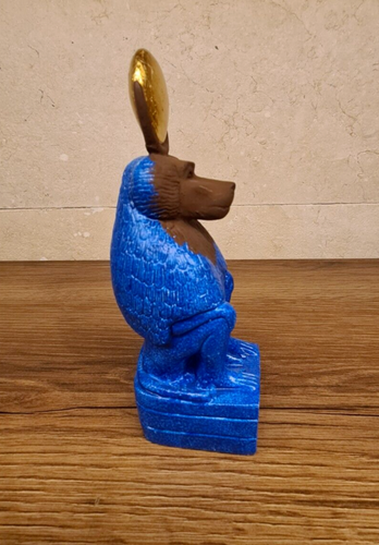 Replica Statue of Ancient Egyptian God Thoth in Baboon Form with Lunar Disc - Bild 7 von 9