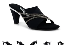 Onex Havana Black Elastic Slide Wedge Sandal Women's US sizes 5-11/NEW!!!