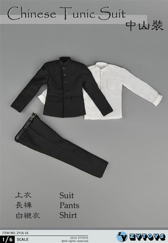 ZYTOYS 1/6 Black/White Chinese style suit shirt suit pants Fit 12 "Action Figure - Picture 7 of 22
